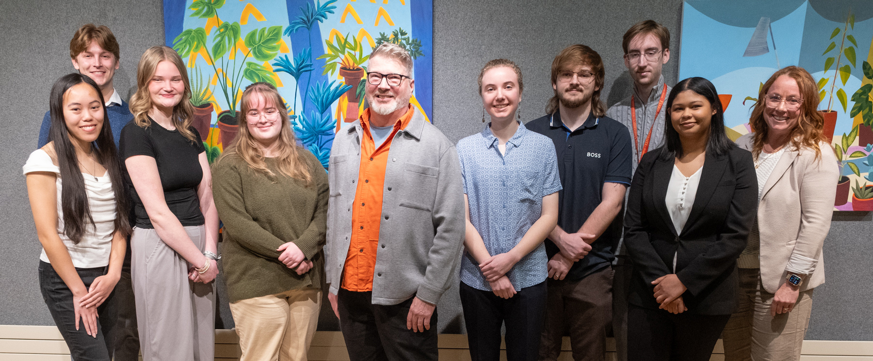 Ferris's Design Program's class of 2027 posed with Michael Pfleghaar